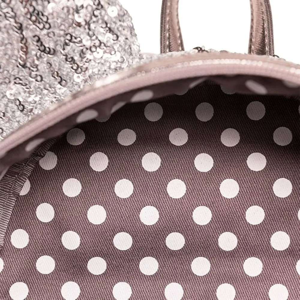 Loungefly Disney Silver Sequin Minnie Backpack NWT - Picture 7 of 7